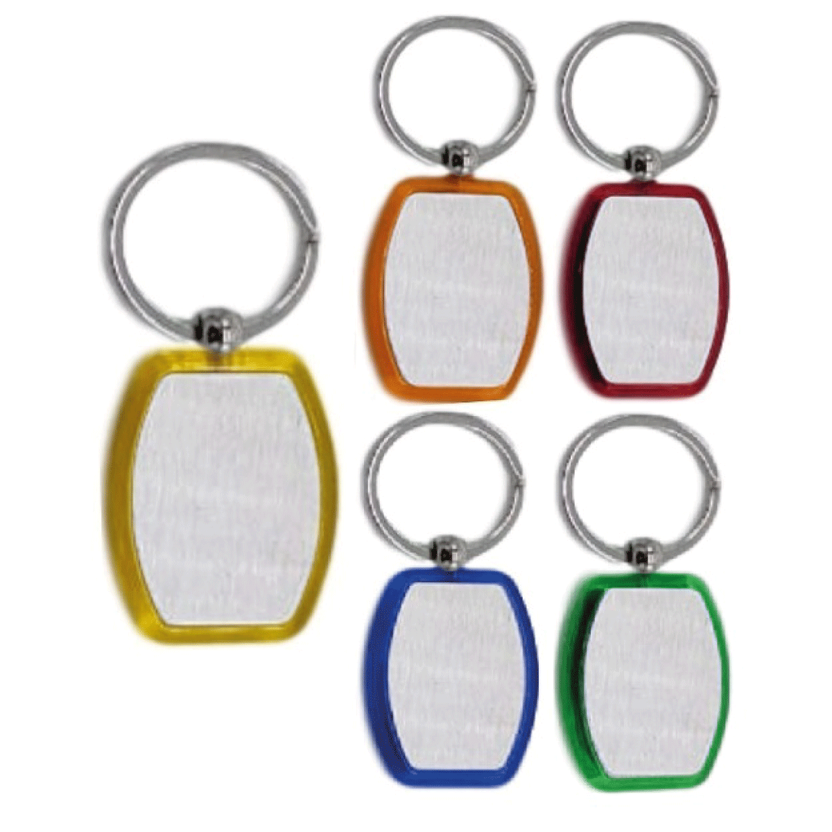 LLAVERO DE METAL CON BORDE PLASTICO TRASLUCIDO