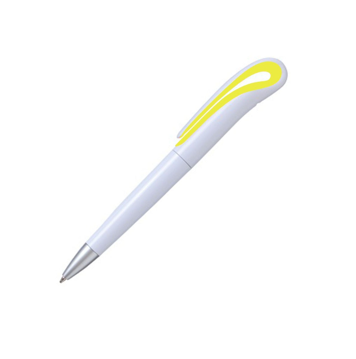 PLUMA PLÁSTICA BLANCA CON CLIP CURVO