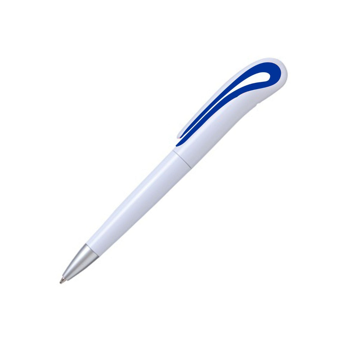 PLUMA PLÁSTICA BLANCA CON CLIP CURVO