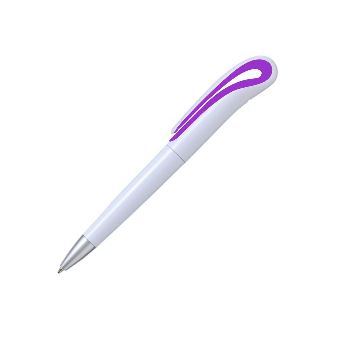 PLUMA PLÁSTICA BLANCA CON CLIP CURVO