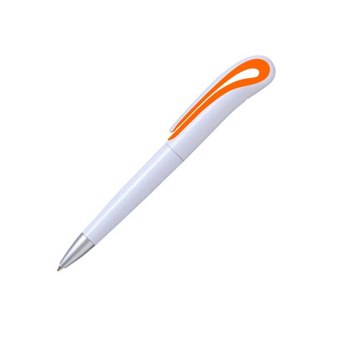 PLUMA PLÁSTICA BLANCA CON CLIP CURVO