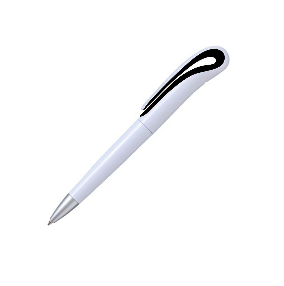 PLUMA PLÁSTICA BLANCA CON CLIP CURVO