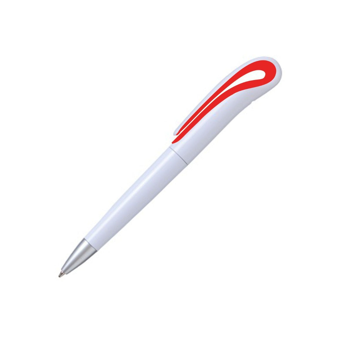 PLUMA PLÁSTICA BLANCA CON CLIP CURVO