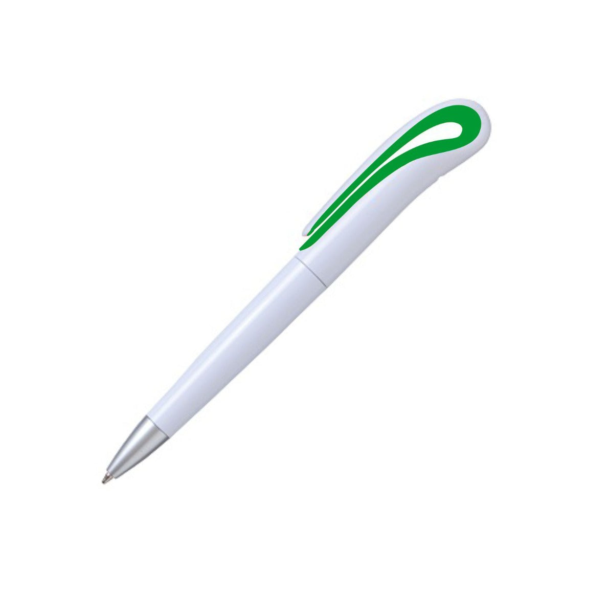 PLUMA PLÁSTICA BLANCA CON CLIP CURVO
