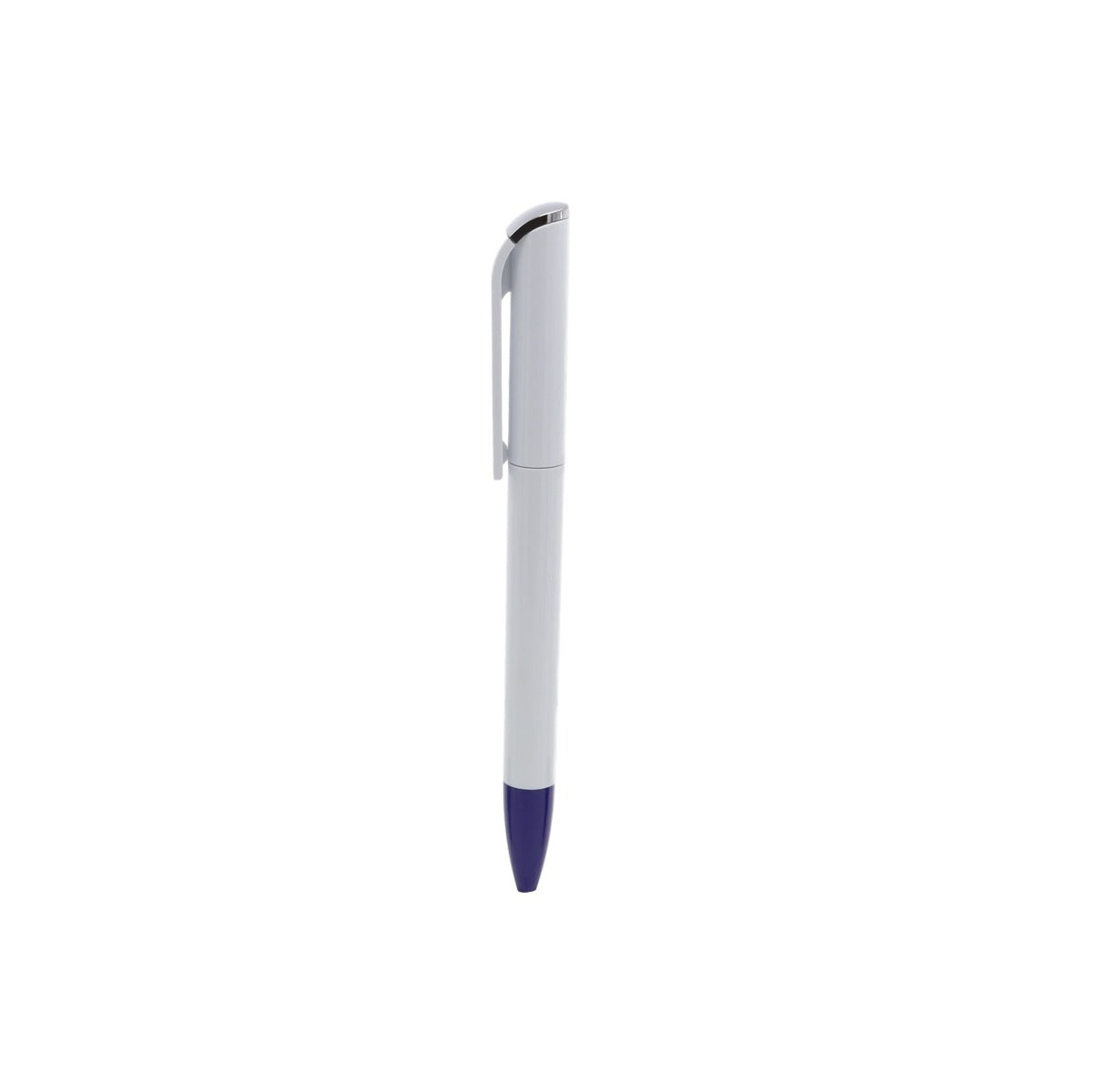 PLUMA PLÁSTICA DE CUERPO BLANCO CON CLIP PLANO
