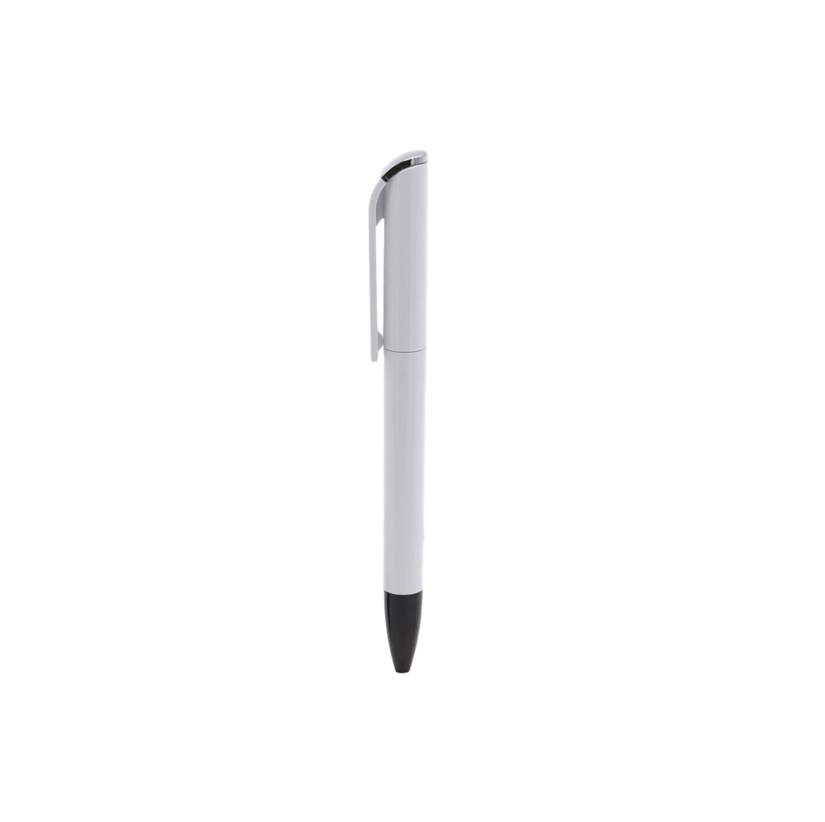 PLUMA PLÁSTICA DE CUERPO BLANCO CON CLIP PLANO