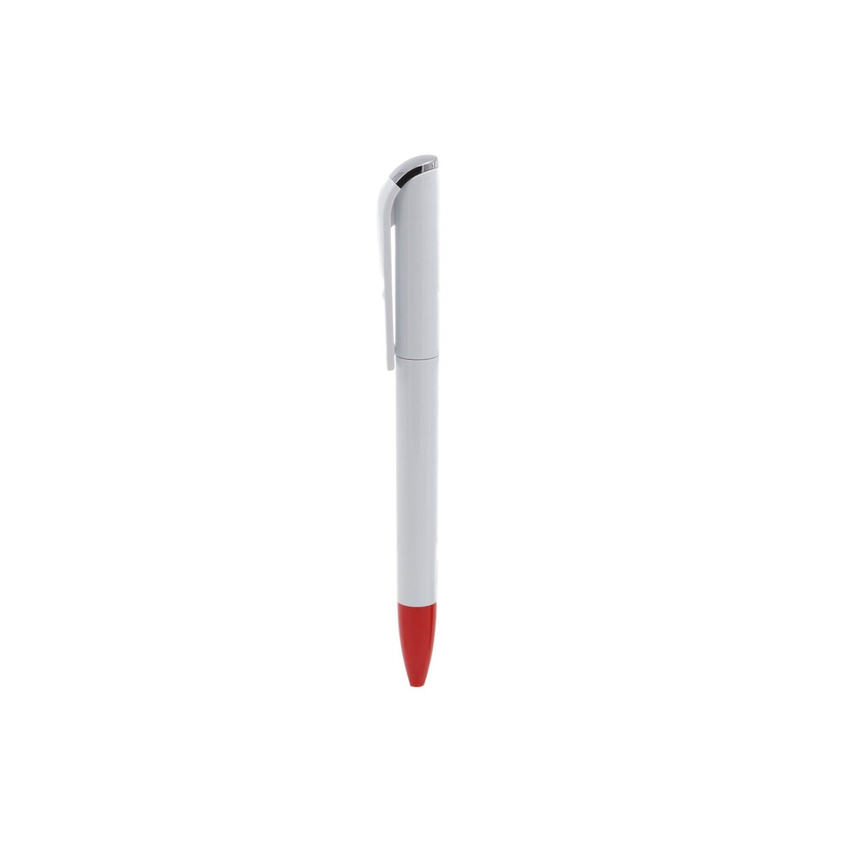 PLUMA PLÁSTICA DE CUERPO BLANCO CON CLIP PLANO