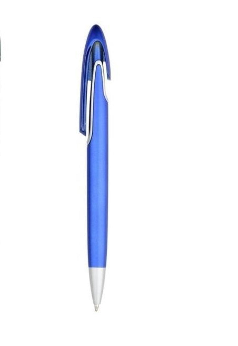PLUMA PLÁSTICA METALIZADA CON CURVA EN PARTE SUPERIOR