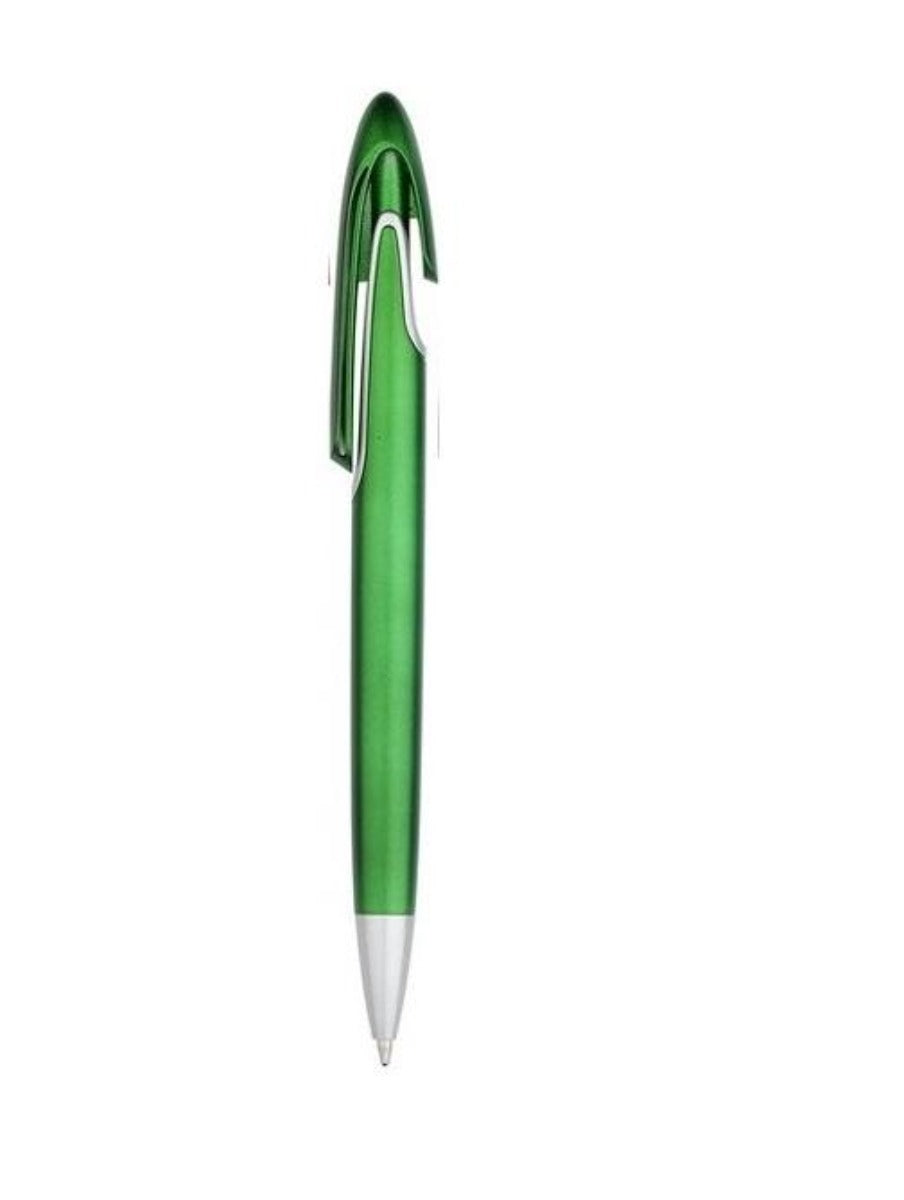 PLUMA PLÁSTICA METALIZADA CON CURVA EN PARTE SUPERIOR