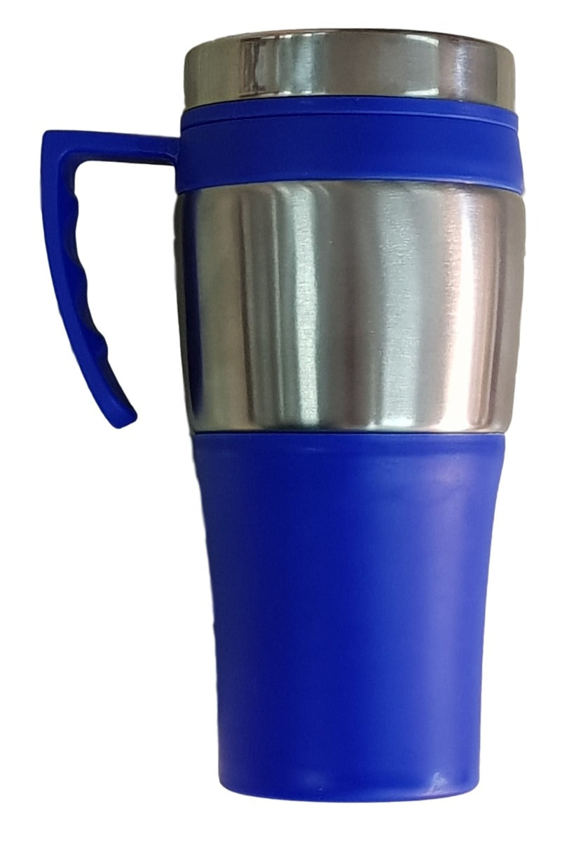 VASO DE ACERO DOBLE INSULACIÓN CON TAPA ANTIDERRAME DE ACERO INOXIDABLE
