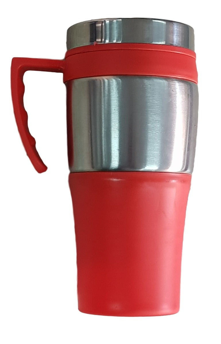 VASO DE ACERO DOBLE INSULACIÓN CON TAPA ANTIDERRAME DE ACERO INOXIDABLE