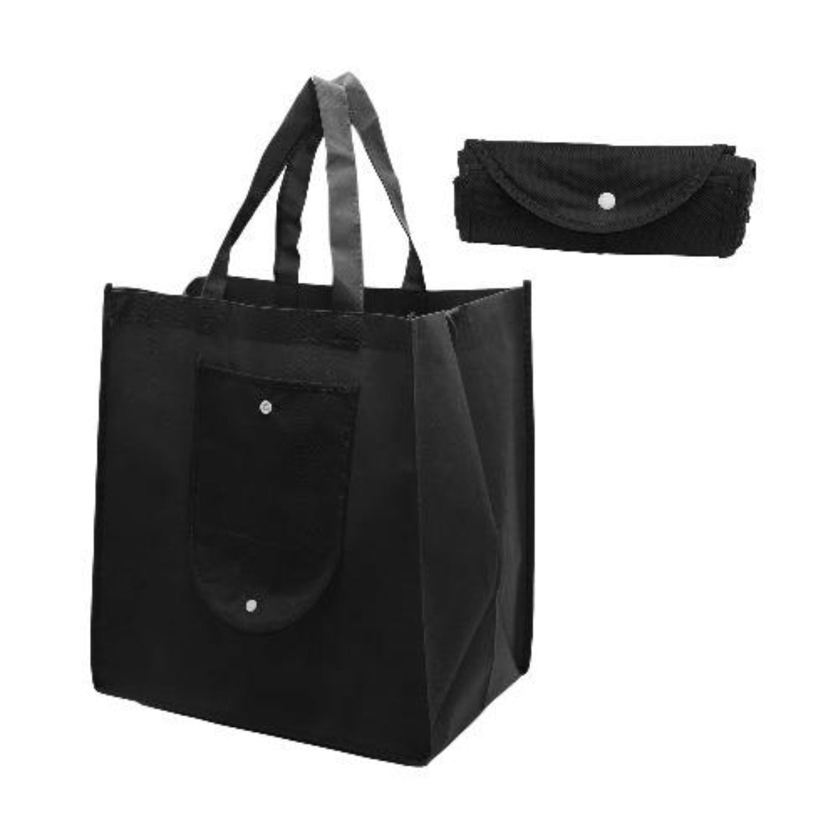 BOLSA MATERIAL RECICLADO COLAPSABLE CON CIERRE BOTÓN