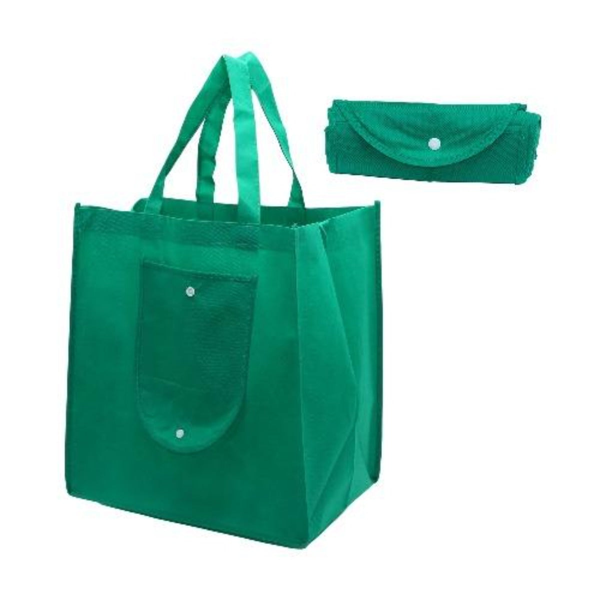 BOLSA MATERIAL RECICLADO COLAPSABLE CON CIERRE BOTÓN
