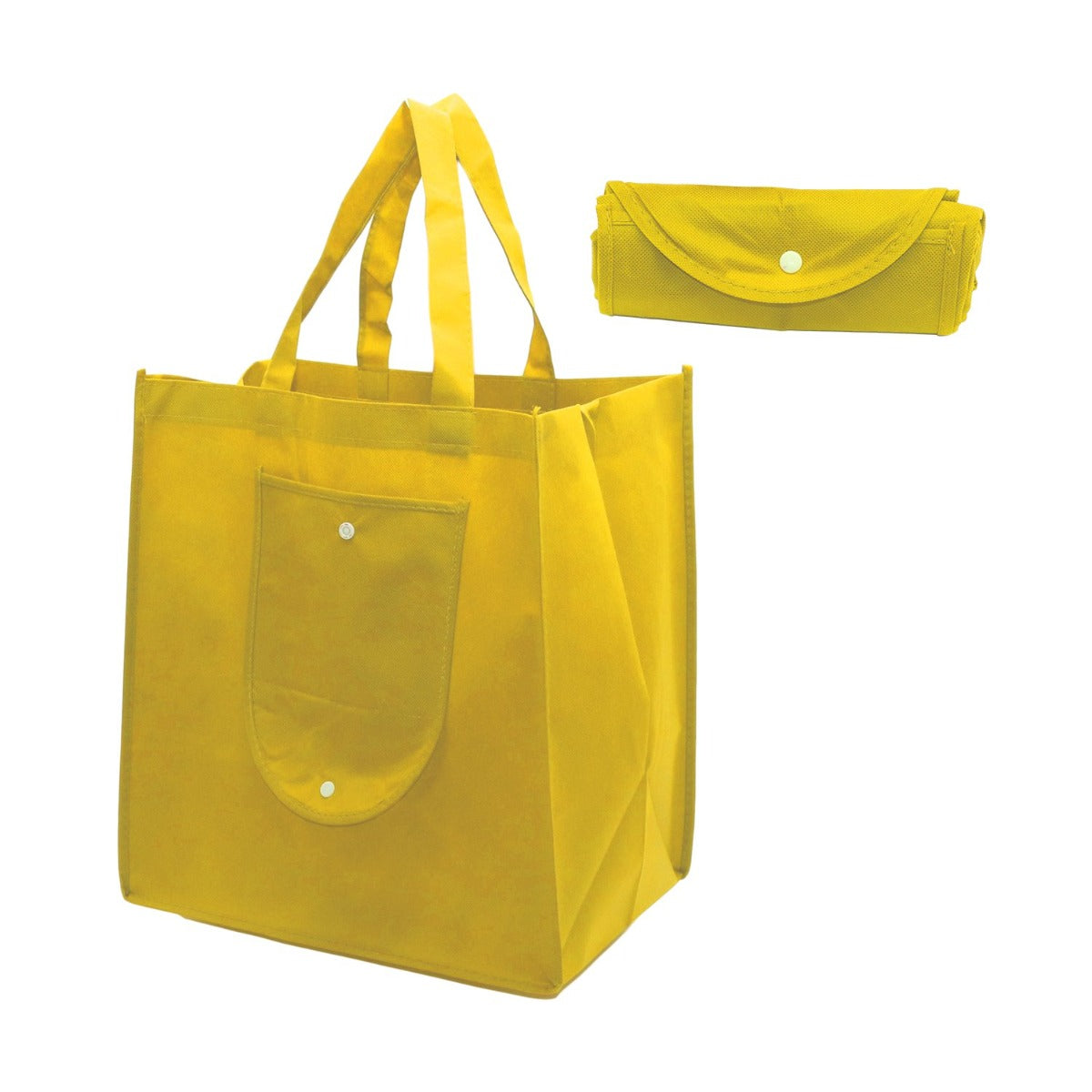BOLSA MATERIAL RECICLADO COLAPSABLE CON CIERRE BOTÓN