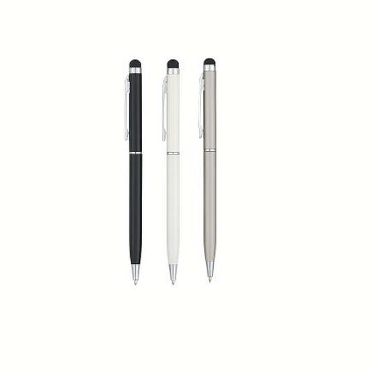 PLUMA DE METAL CON STYLUS NEGRO