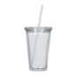 VASO ACRÍLICO DOBLE INSULACIÓN  CON TAPA Y CARRIZO DEL COLOR