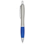 PLUMA CON GRIP ACOLCHADO DE COLOR Y CUERPO PLATEADO