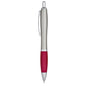 PLUMA CON GRIP ACOLCHADO DE COLOR Y CUERPO PLATEADO