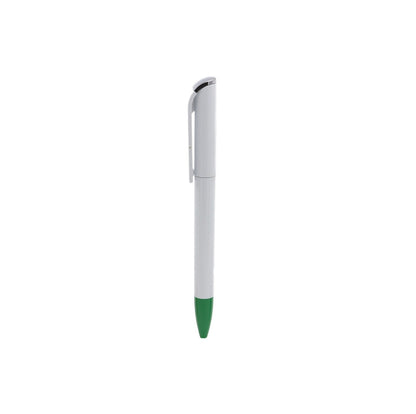 PLUMA PLÁSTICA DE CUERPO BLANCO CON CLIP PLANO