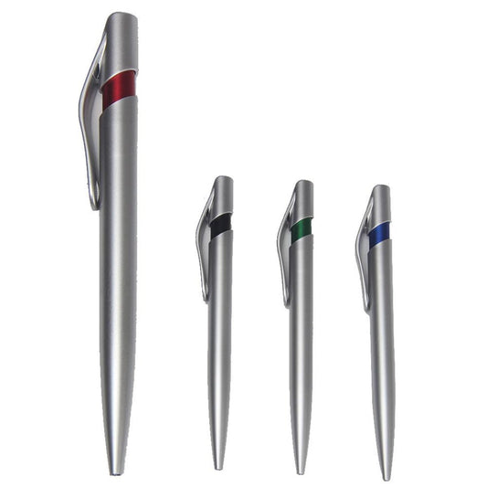 PLUMA PLÁSTICA METALIZADA DE CUERPO PLATEADO