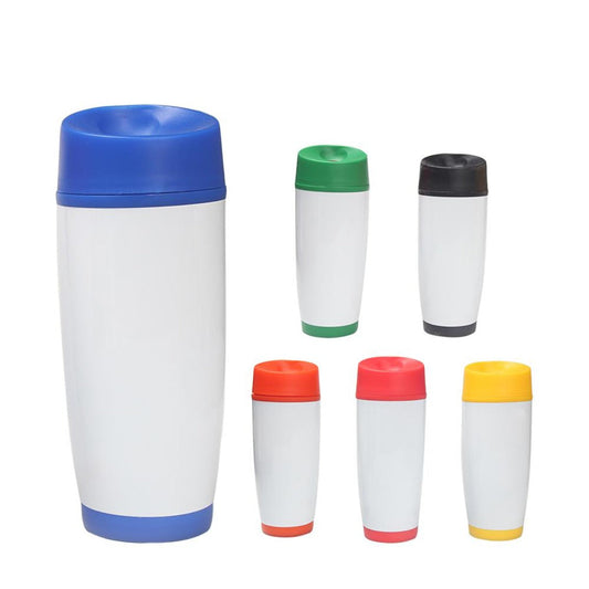 VASO TERMICO DOBLE INSULACIÓN DE CUERPO BLANCO, BASE Y TAPA DE COLOR