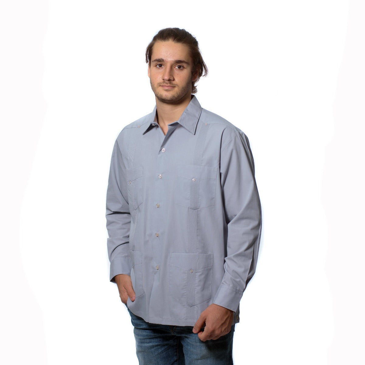 GUAYABERA MANGA LARGA DE HOMBRE